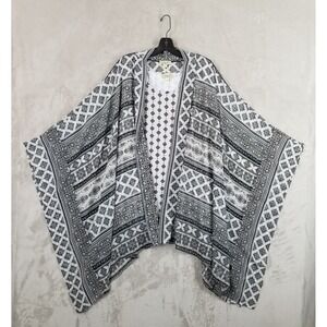 One World 2X Cardigan Set Tank & Topper‎ Sheer Art Deco Shrug Flowy Hippie New